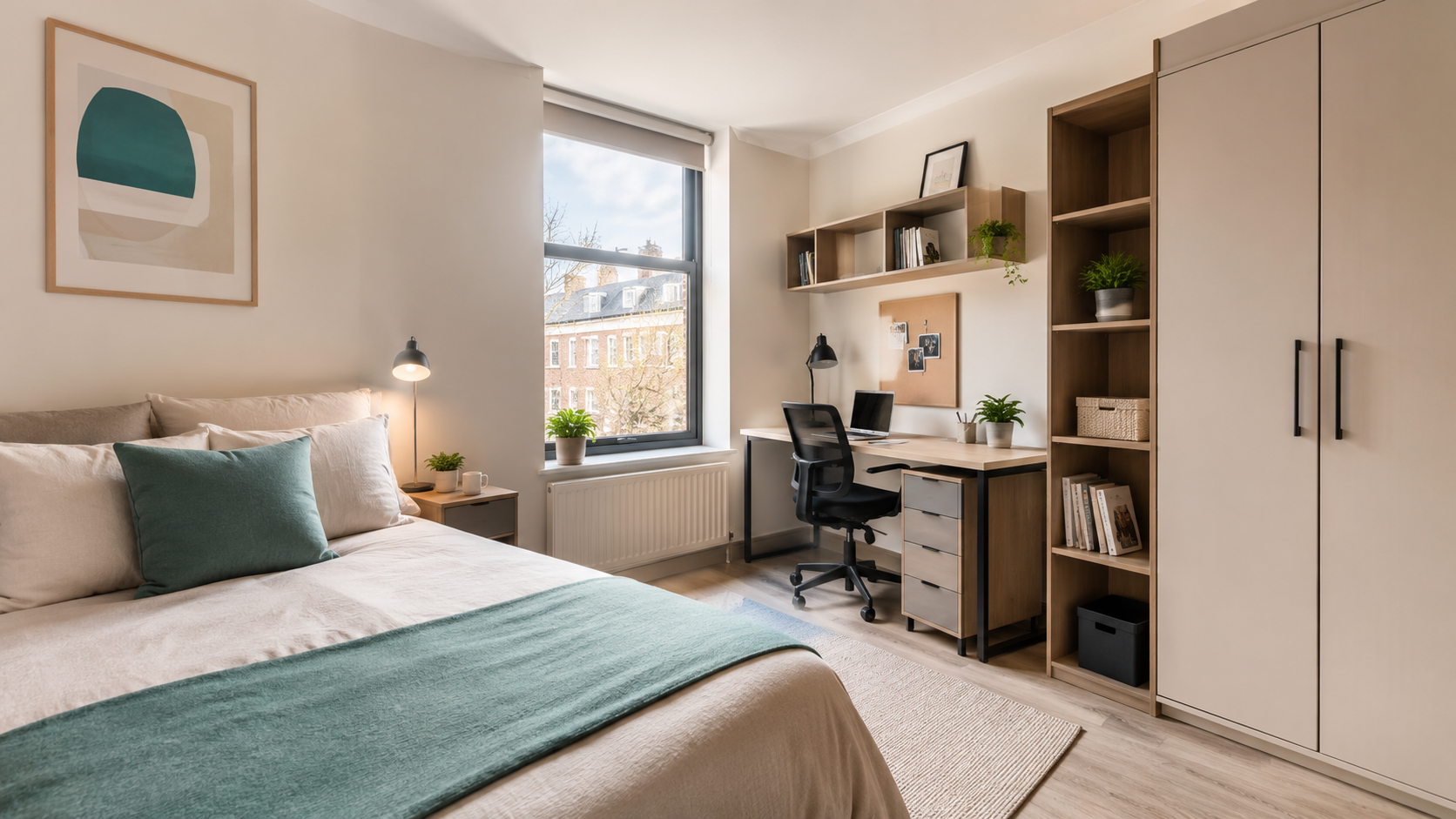 Habitación privada moderna y luminosa preparada para alquiler habitacional
