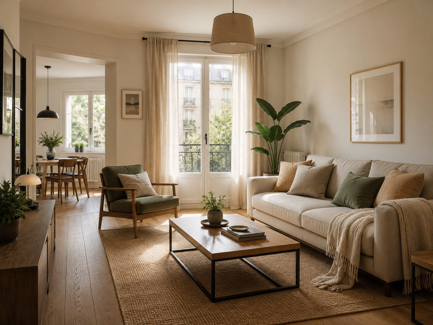 Salón moderno y acogedor dentro de una vivienda preparada para alquiler habitacional